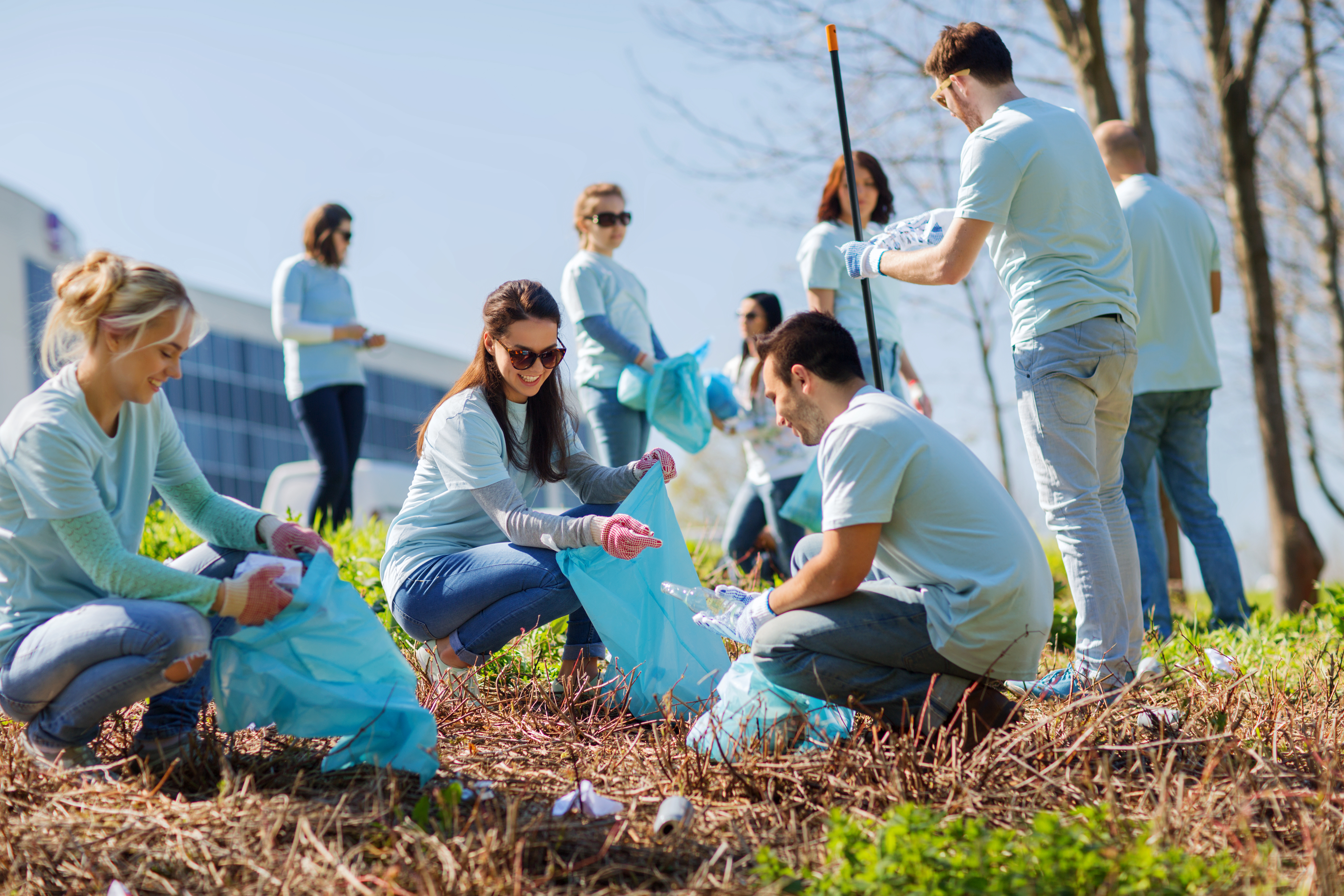 Non-profit volunteers enjoying their work